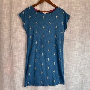 Boden 100% Cotton Blue Dolman Cap Sleeve Casual Tee T Shirt Dress Size 2R